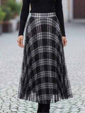 PICOBELL MIDI LONG BLUE GRAY SKIRT TUILLE 36-4
